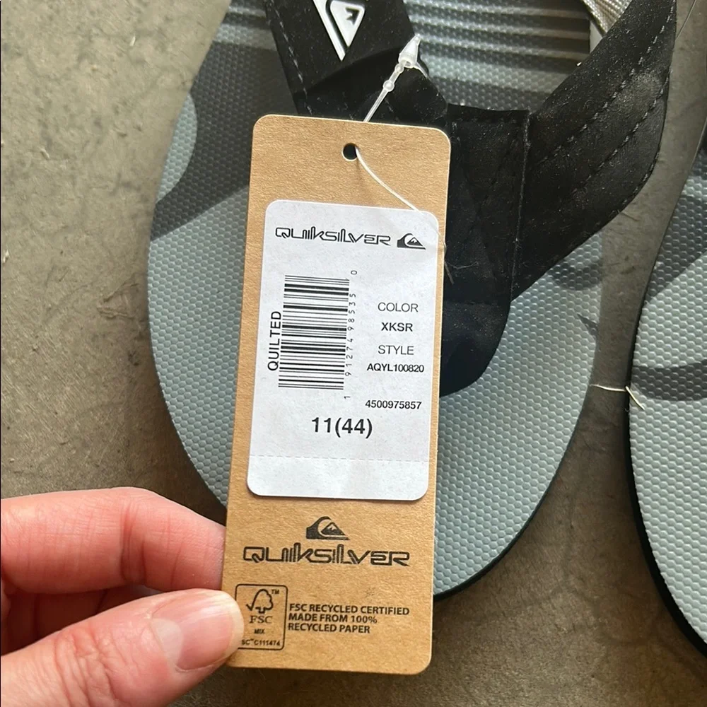 Quiksilver Black and Gray Sandals NWT